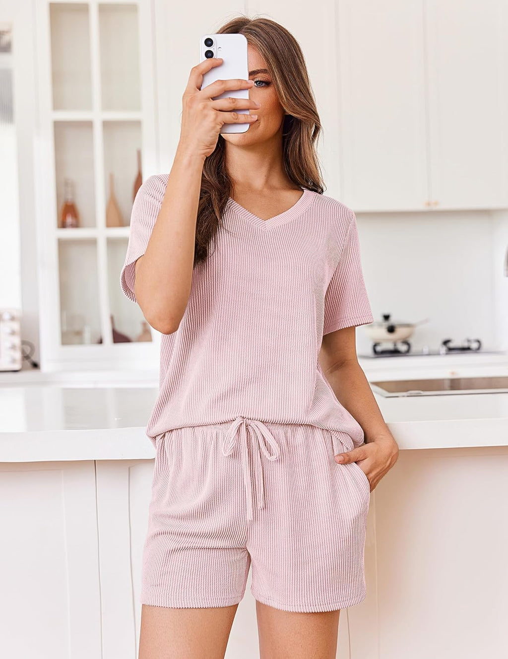 Short Sleeve Knit Lounge Set 2 Piece Pj Sets