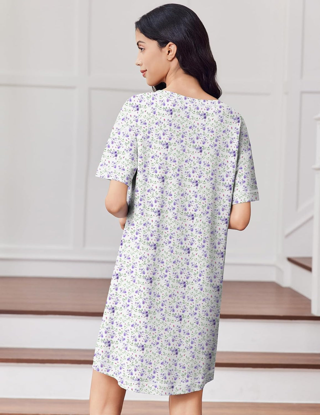 Cotton Nightgowns Women Oversized Short Sleeve Night Shirt