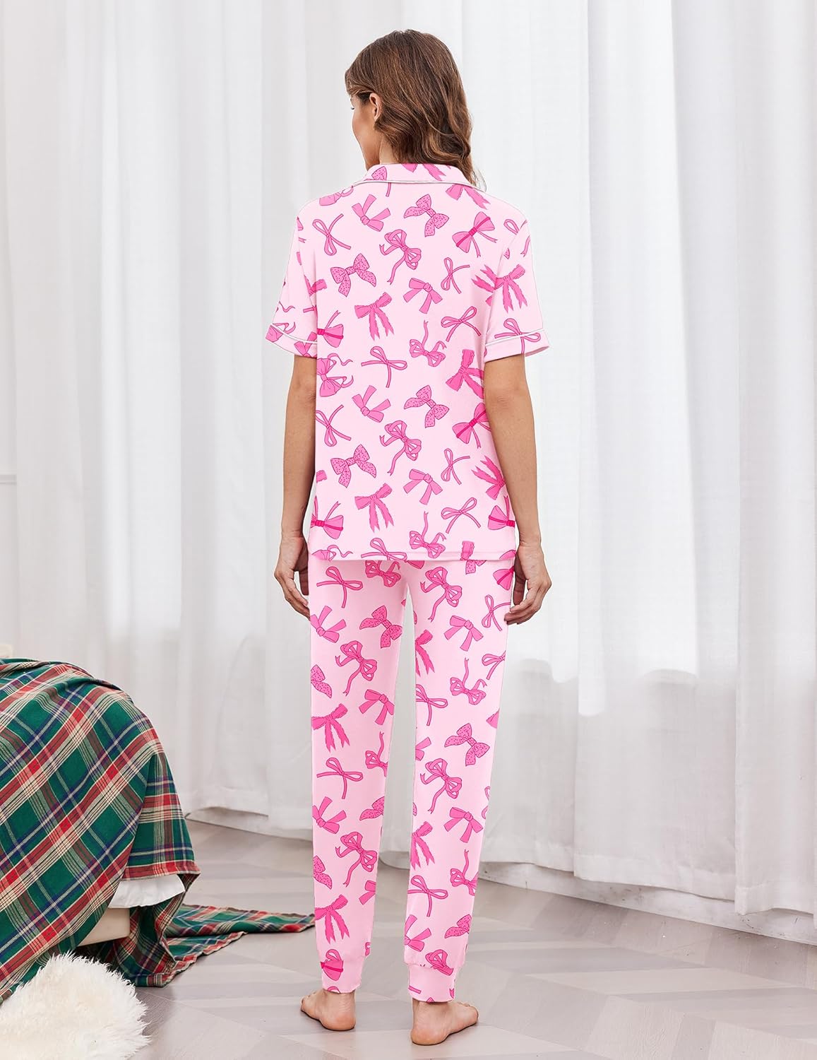 Button Down Pjs Soft Comfy Nightwear with Jogger Pants