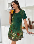 Pleated Nightshirts Short Sleeve Soft Sleepdress