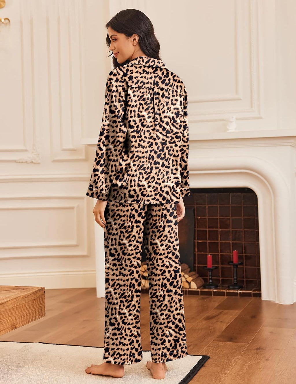 Silk Satin Pajamas Button Down Pjs Set Sleepwear