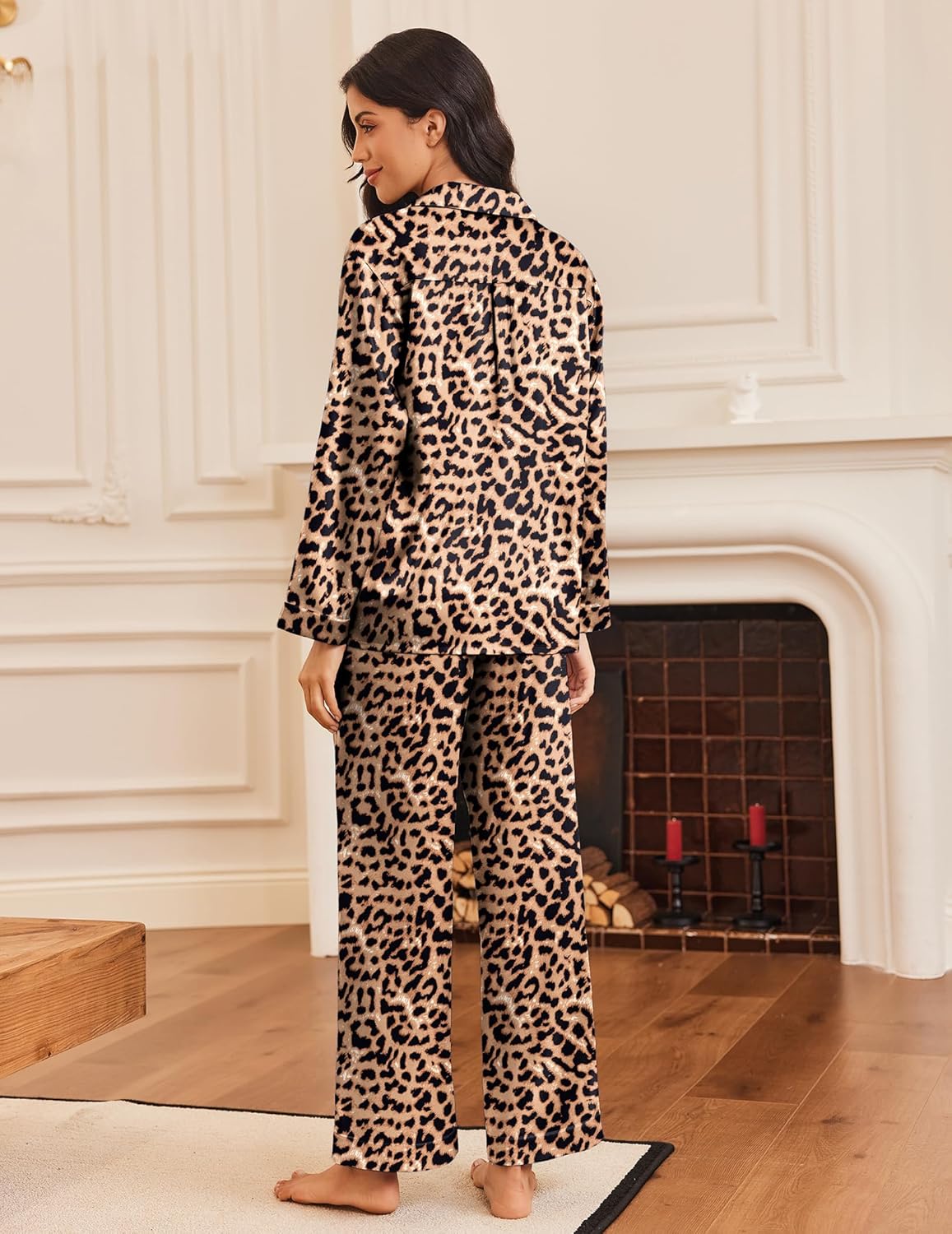Silk Satin Pajamas Button Down Pjs Set Sleepwear