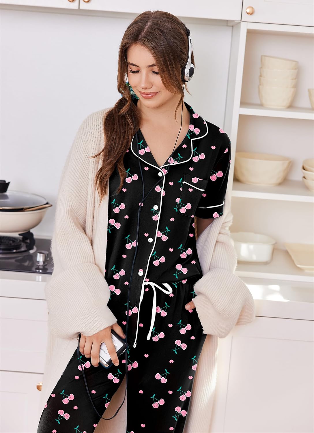 Button Down Pjs Soft Comfy Nightwear with Jogger Pants