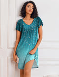 Short Sleeve Sleep Shirts Pleated Night Dress House Dress