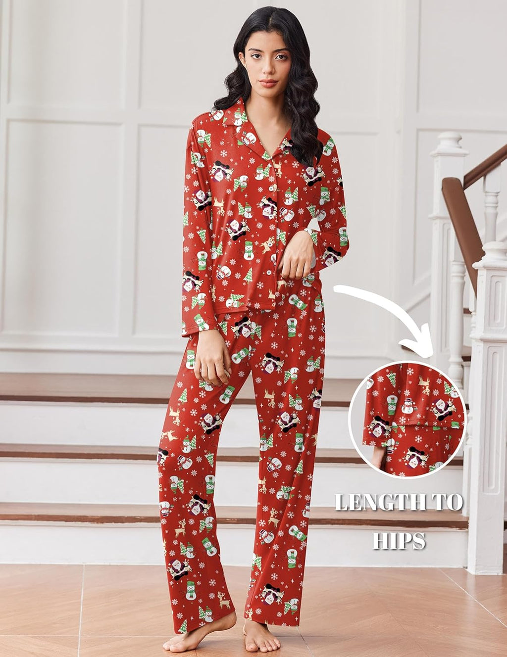 Button Down Pjs Soft 2 Piece Loungewear with Long Pants