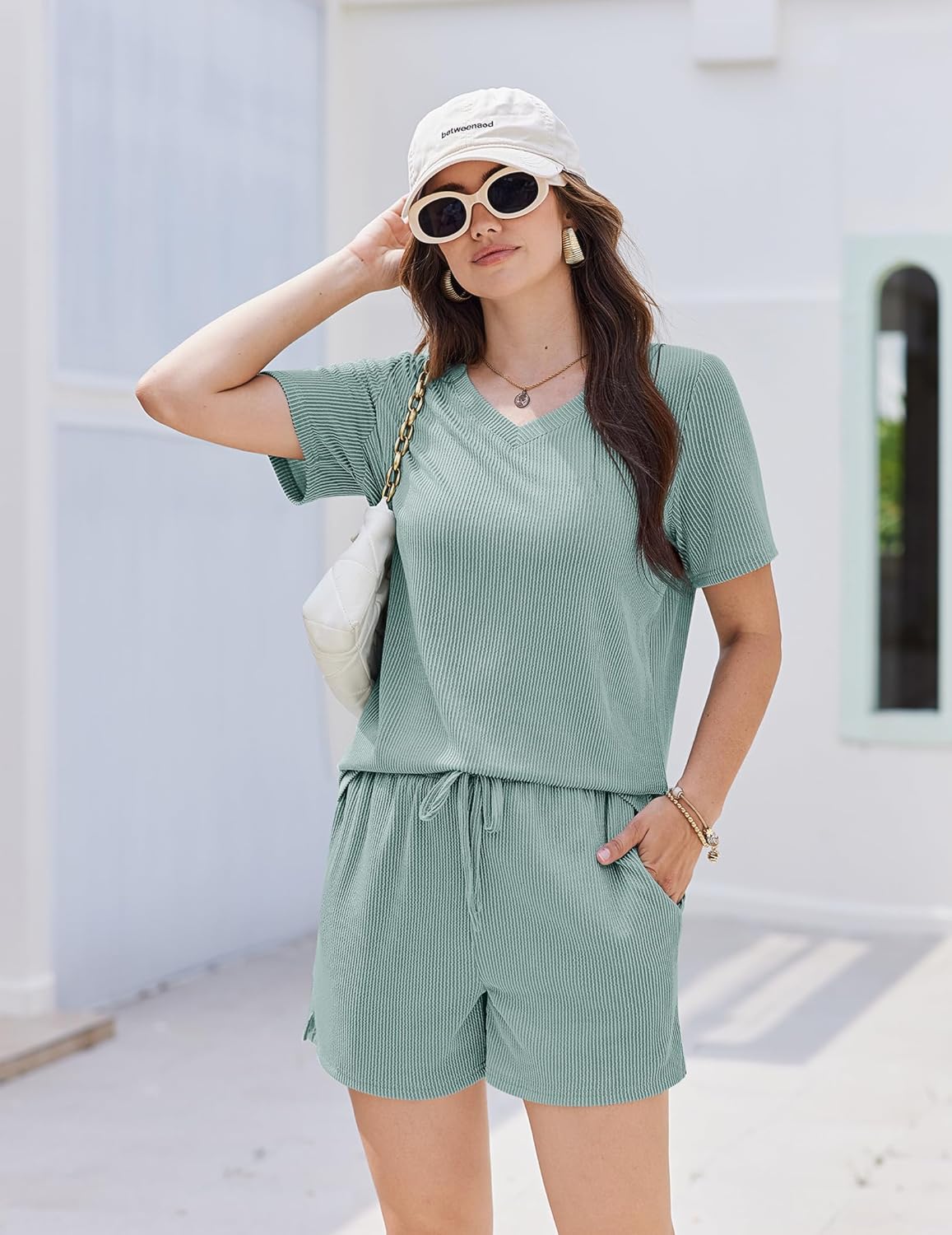 Short Sleeve Knit Lounge Set 2 Piece Pj Sets
