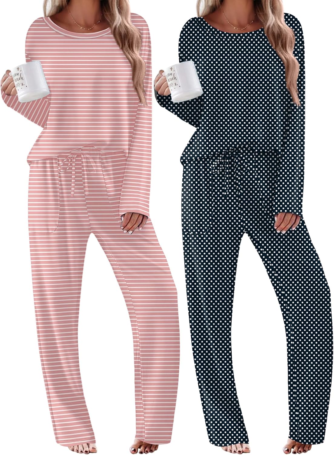2 Pack Pajama Sets Long Sleeve Soft Pjs Set