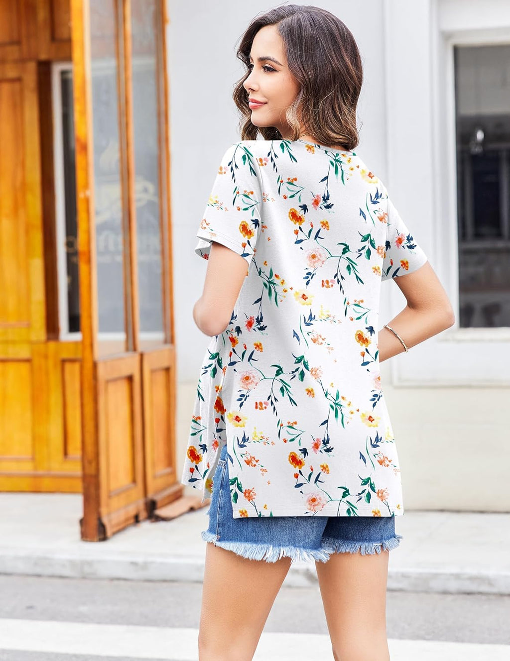 Maternity Shirts Short Sleeve Split Side Tops