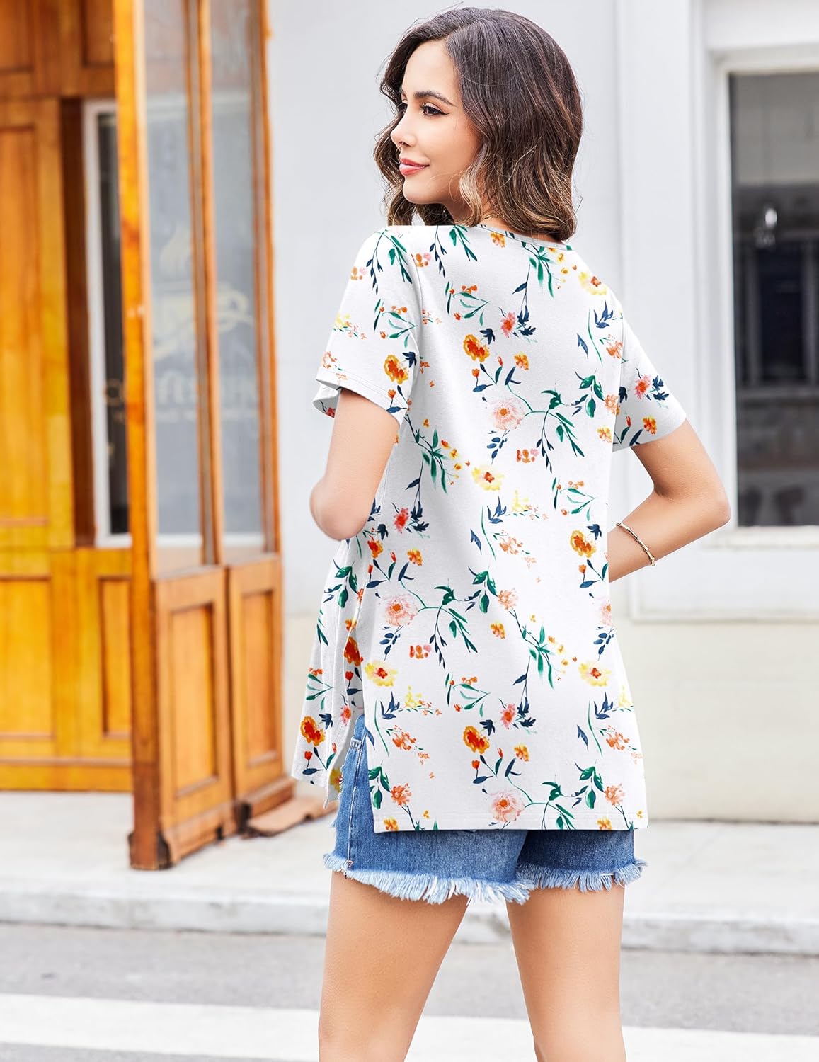 Maternity Shirts Short Sleeve Split Side Tops
