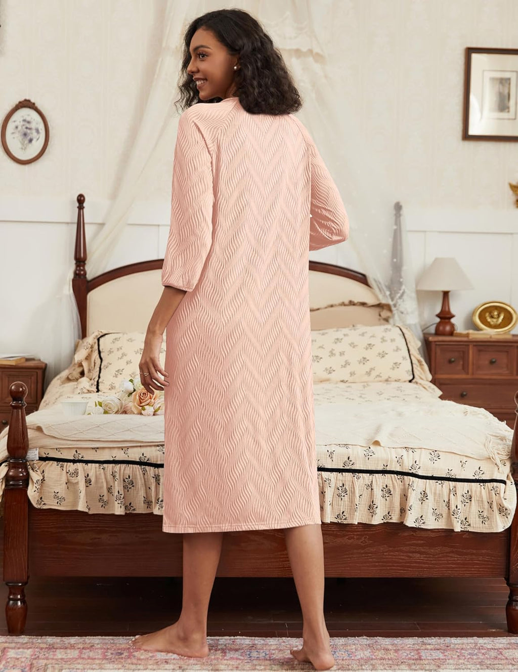 Zipper Robes for Women Ribbed Knit Bathrobe
