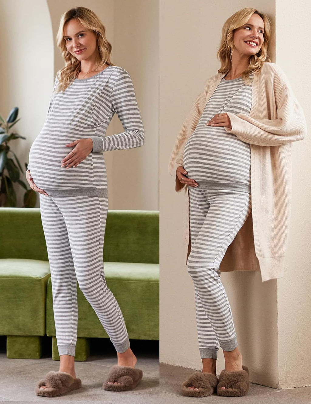 Teddy Pajama Set Long Sleeve Maternity Sleepwear