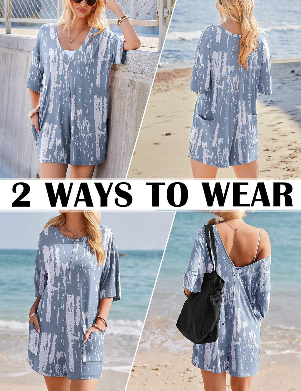 Rompers for Women Oversized Reversible Baggy T-shirt Jumpsuit