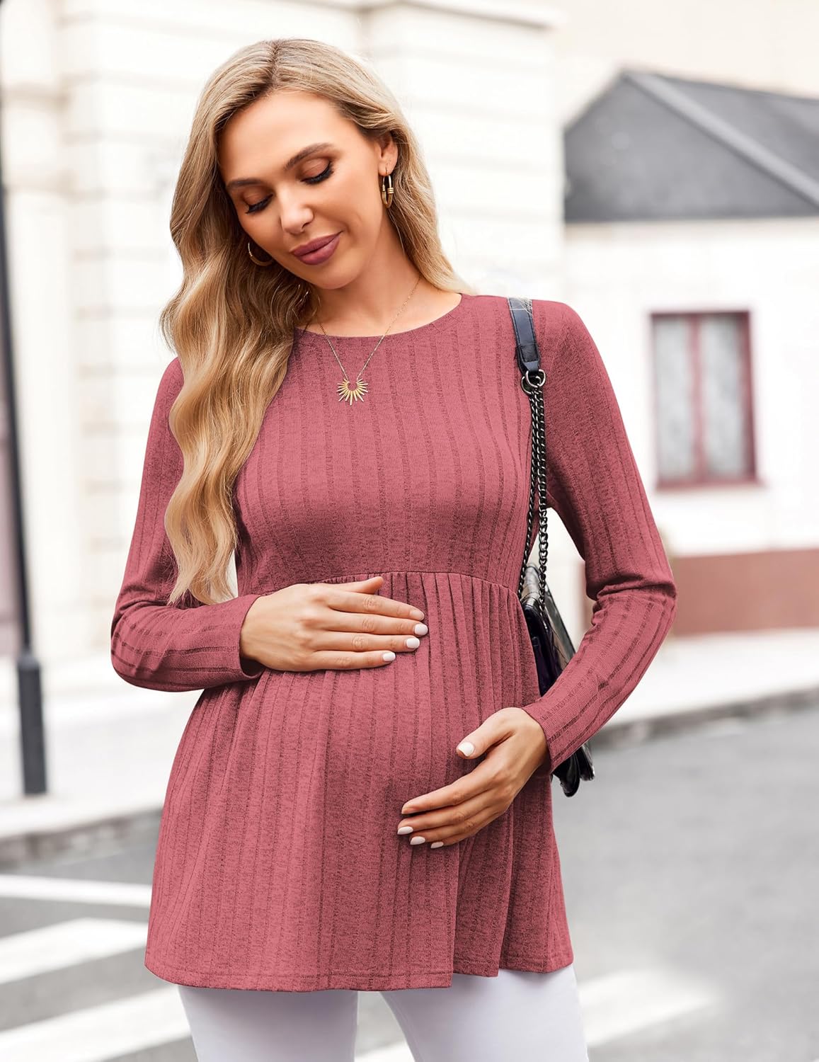 Maternity Tops Long Sleeve Tunic Blouses