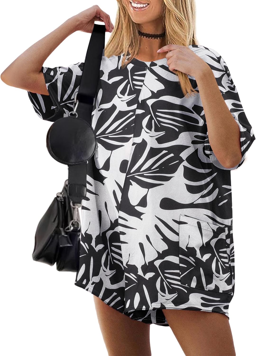 Rompers for Women Oversized Reversible Baggy T-shirt Jumpsuit