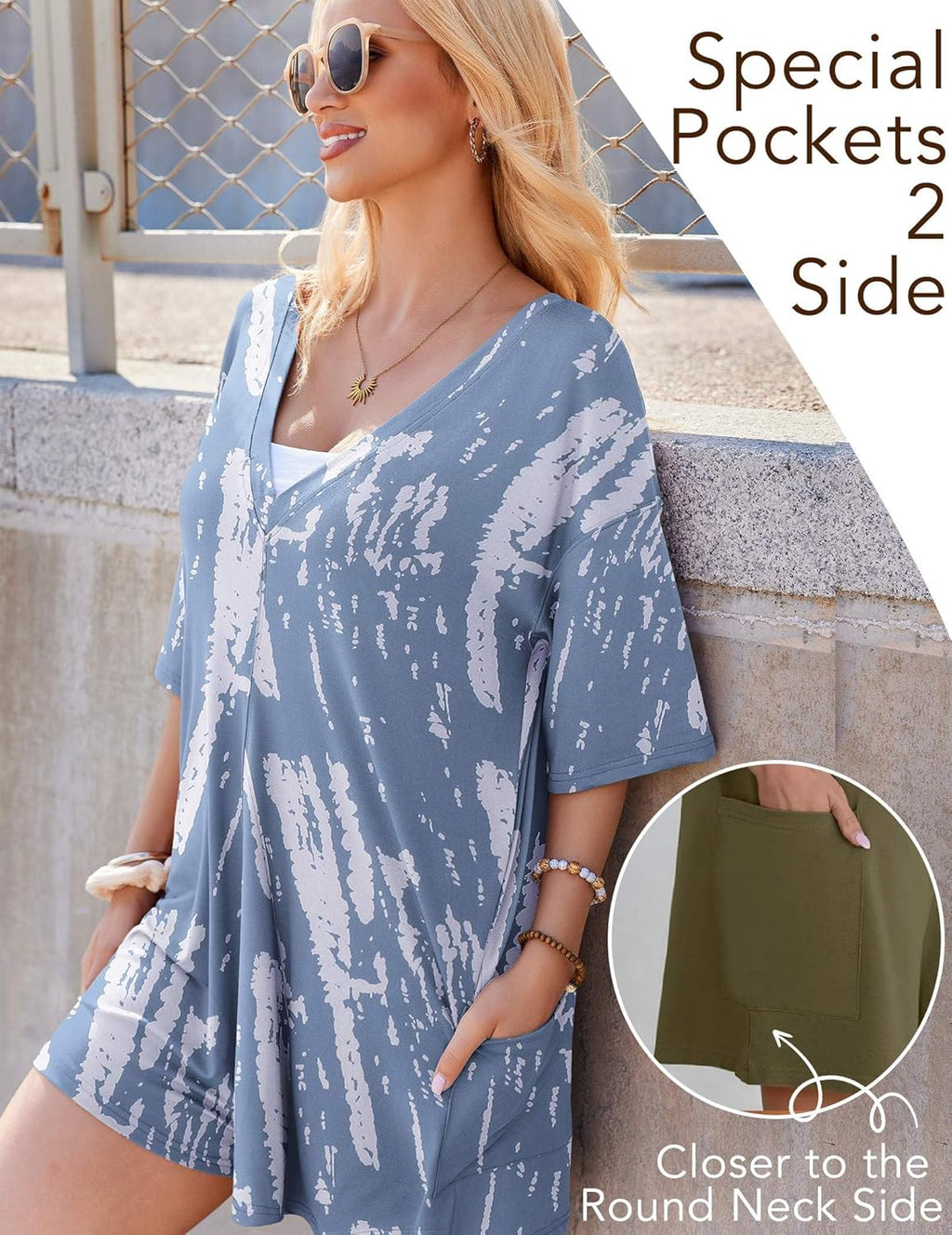 Rompers for Women Oversized Reversible Baggy T-shirt Jumpsuit