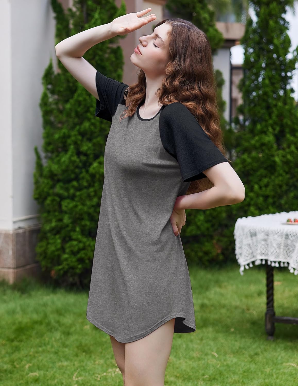 3 Pack Sleep Shirts Short Sleeve Nightshirt