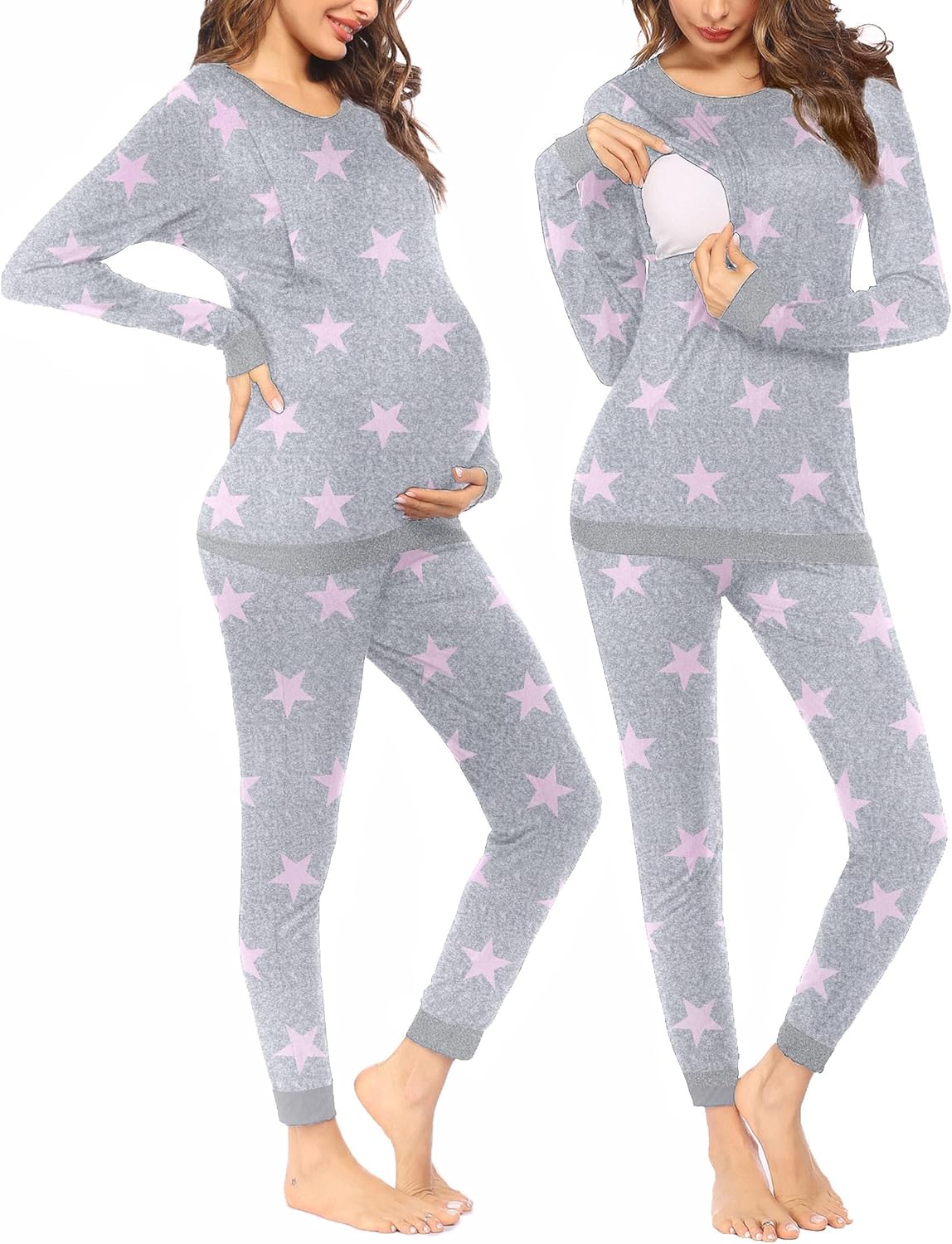 Teddy Pajama Set Long Sleeve Maternity Sleepwear