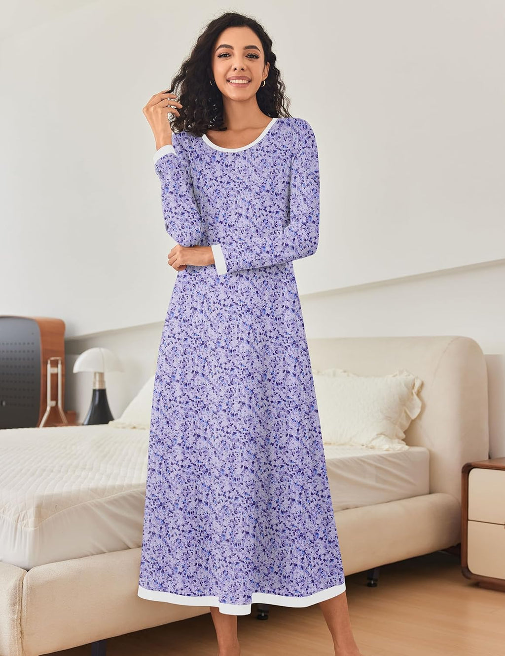 Nightgown Long Sleeve Full Length Long Nightshirt