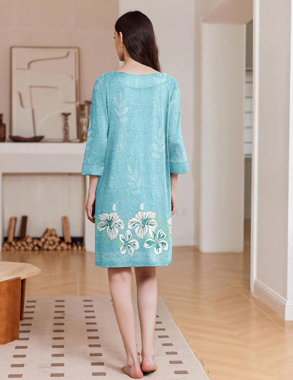 Zipper Robes 3/4 Sleeves Soft Nightgowns