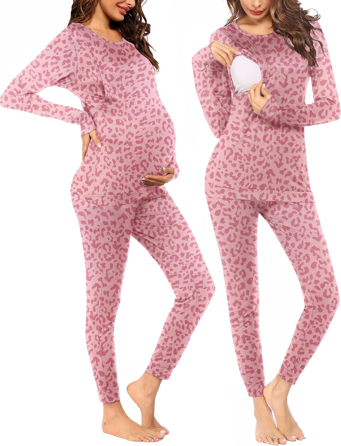 Teddy Pajama Set Long Sleeve Maternity Sleepwear