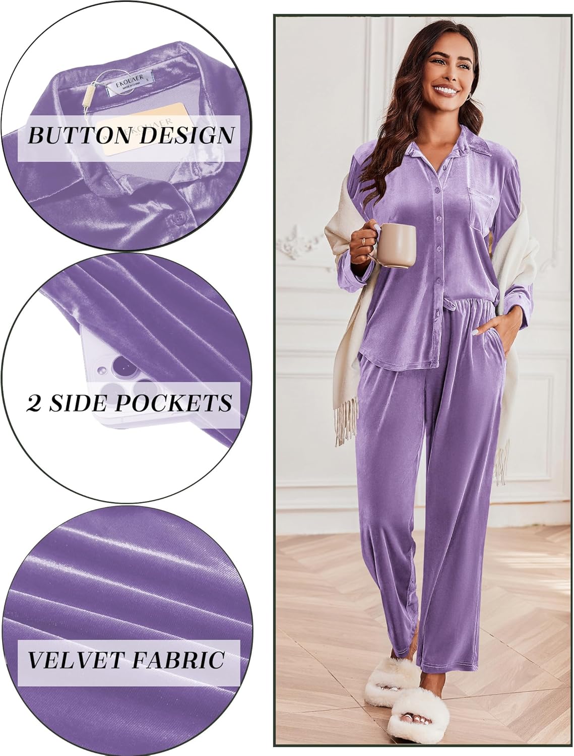 Velour Track Suits Long Sleeve Pajama Set