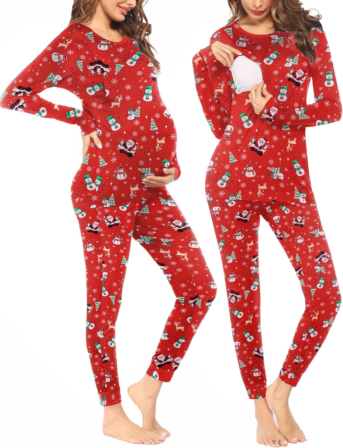 Teddy Pajama Set Long Sleeve Maternity Sleepwear