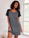 Cotton Short Sleeve Nightshirt Crew Neck Comfy Nightdress