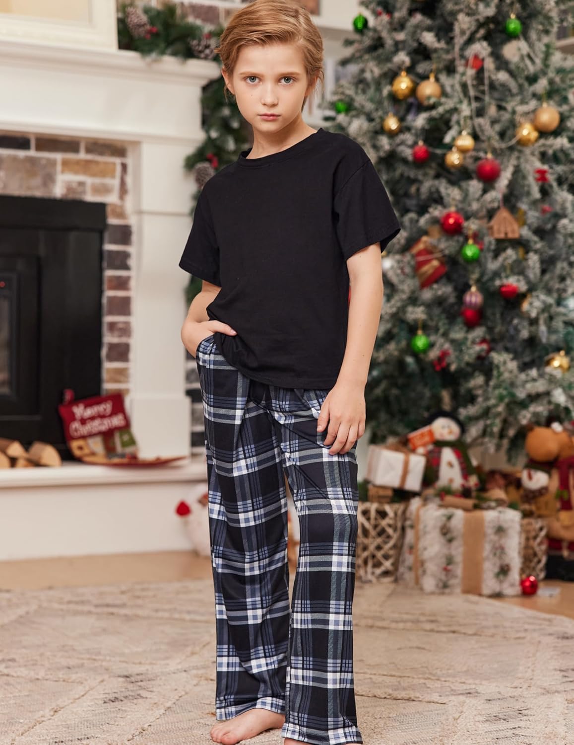 Boys Pajama Pants Soft Plaid Long Pj Pants