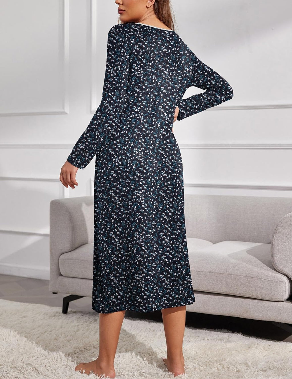 Long Sleep Shirts Henley Night Shirts Full Length Nightgown
