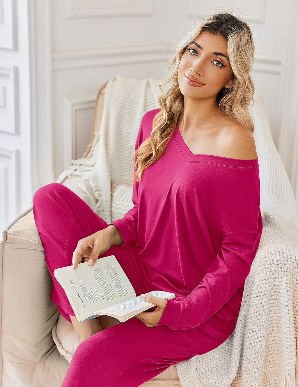 2 Pack Pajama Sets Long Sleeve Pajamas Top and Pants