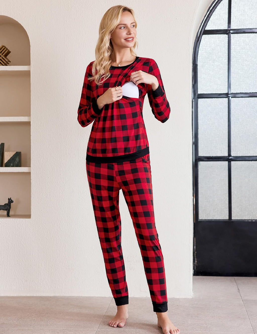 Teddy Pajama Set Long Sleeve Maternity Sleepwear