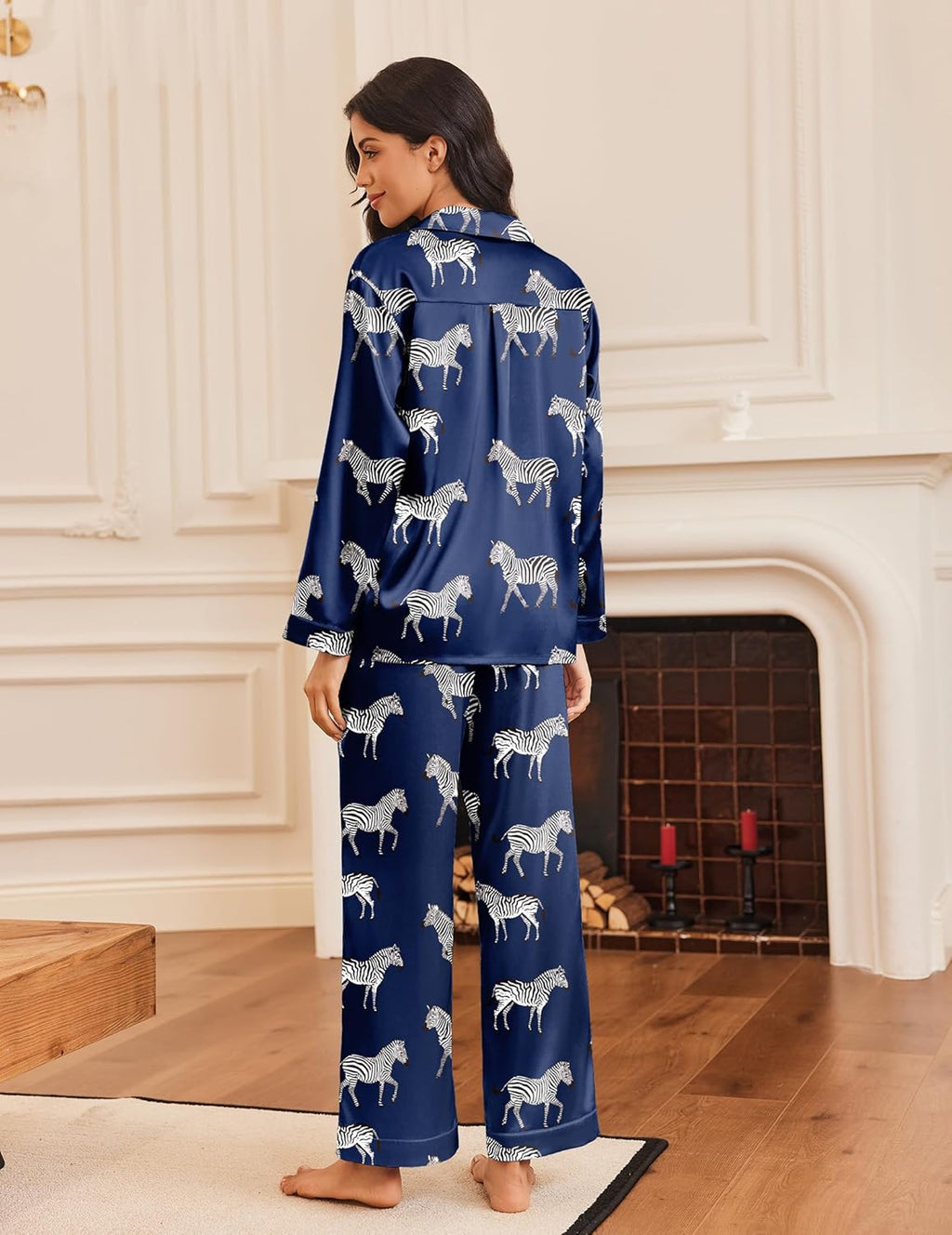 Silk Satin Pajamas Button Down Pjs Set Sleepwear