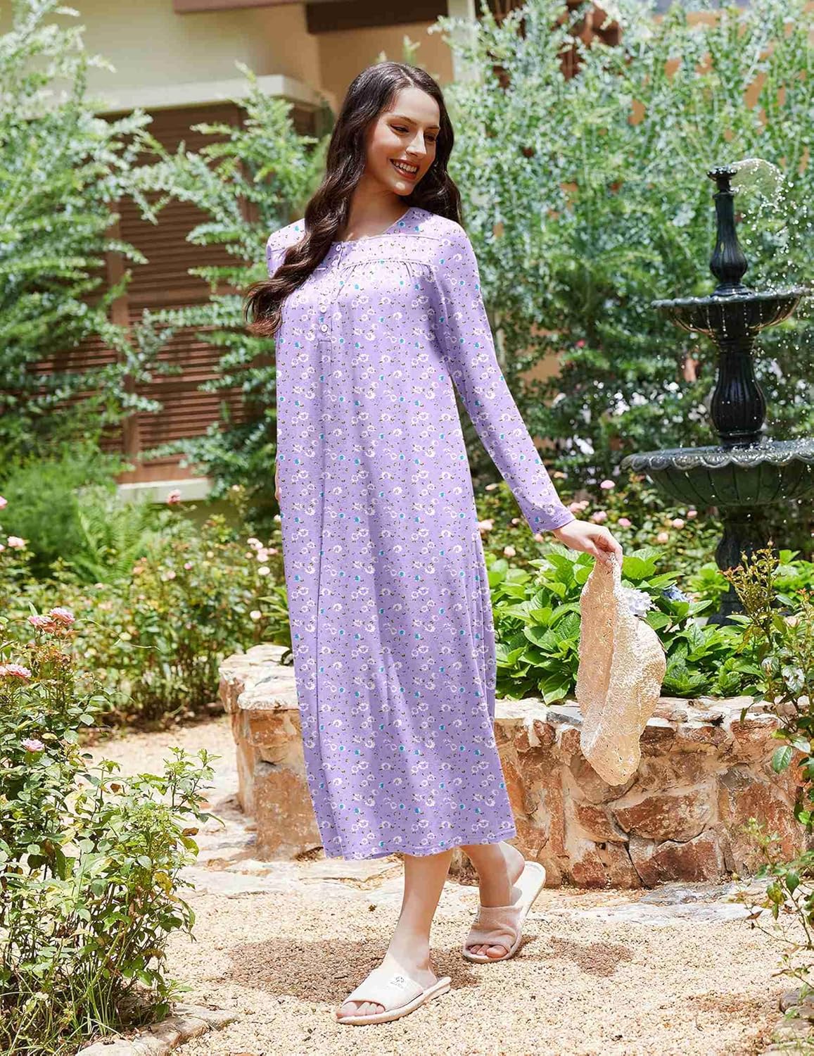 Long Sleep Shirts Henley Night Shirts Full Length Nightgown