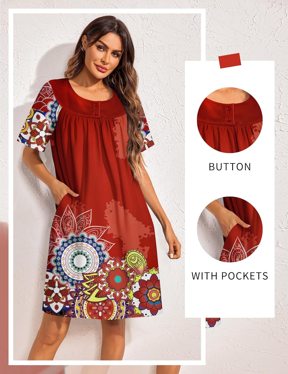 Moo Moos Button House Dresses with Pocket