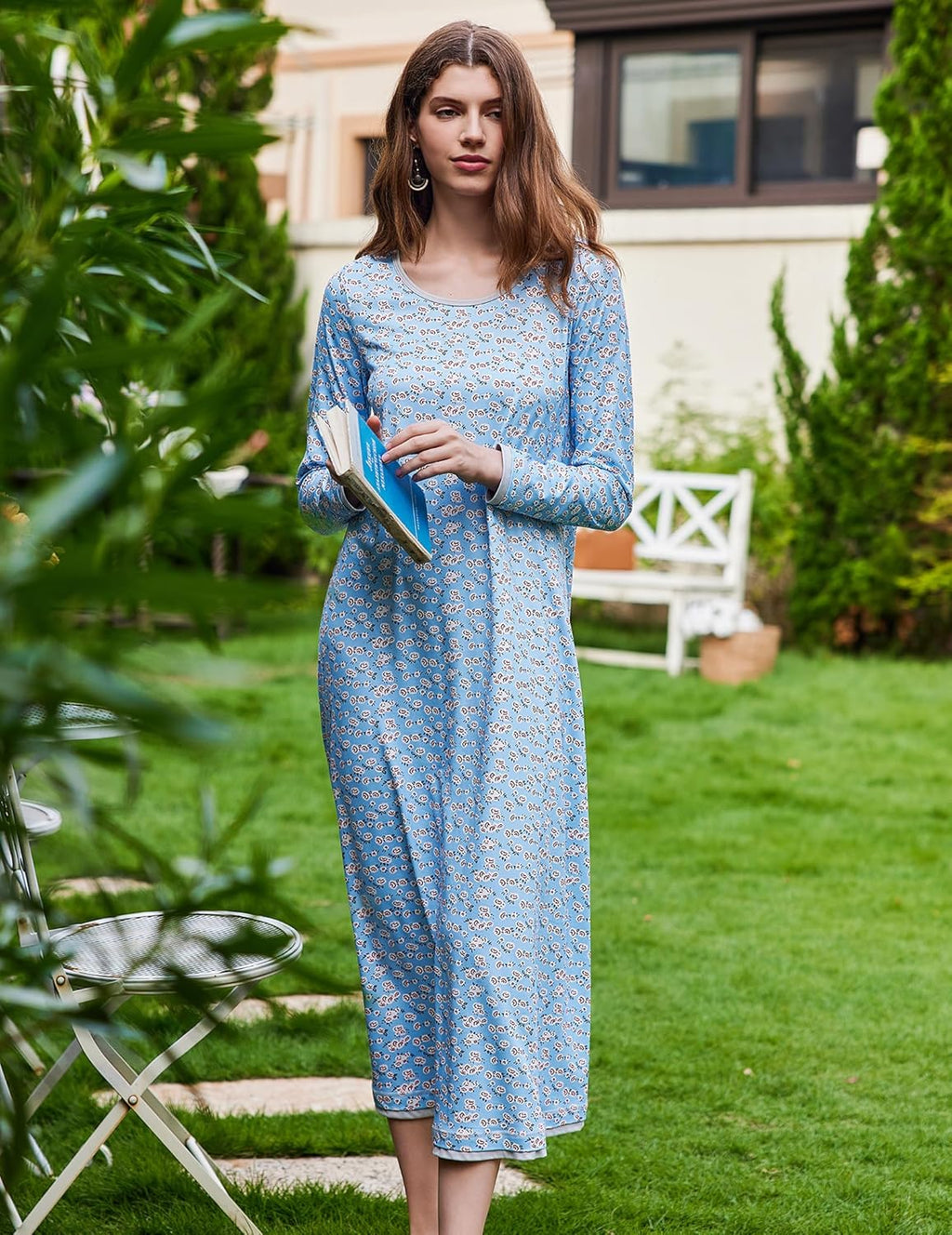 Nightgown Long Sleeve Full Length Long Nightshirt