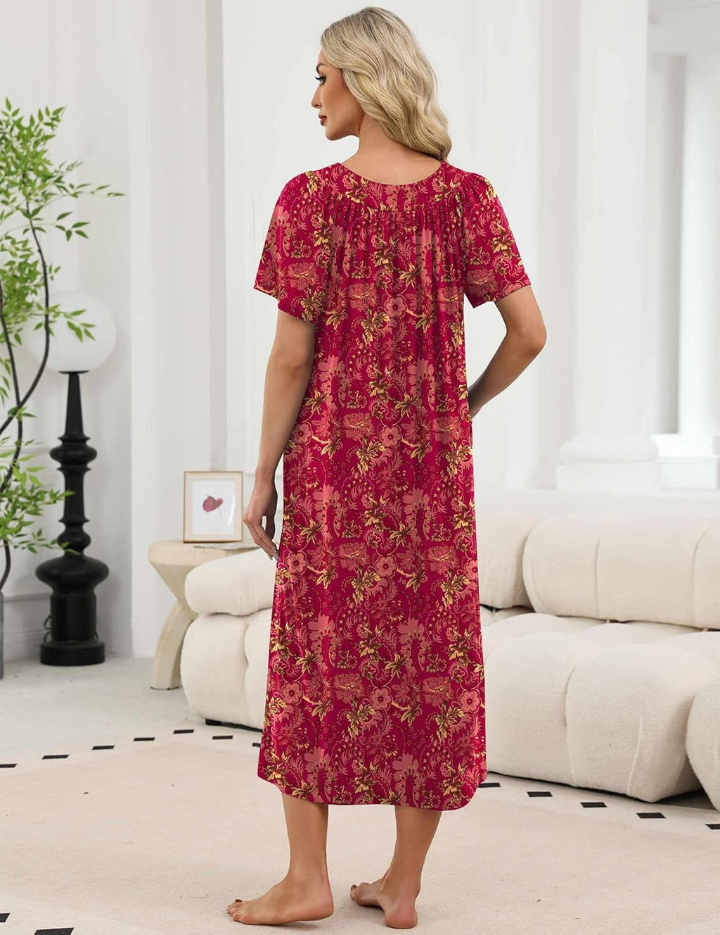 Long Nightgowns for Women Short Sleeve House Dress