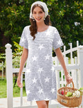 Cotton Nightgowns Short Sleeve Pleated Night Dress