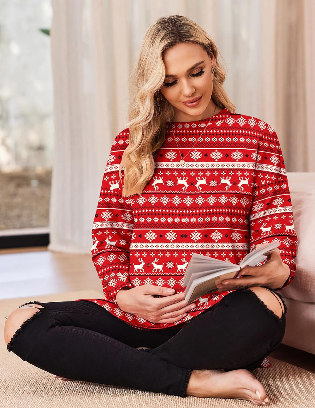 Maternity Shirts Long Sleeve Split Side Pregnancy Tee
