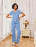 2 Piece Lounge Set Soft Pajama Sets Short Sleeve and Pants Pj Sets