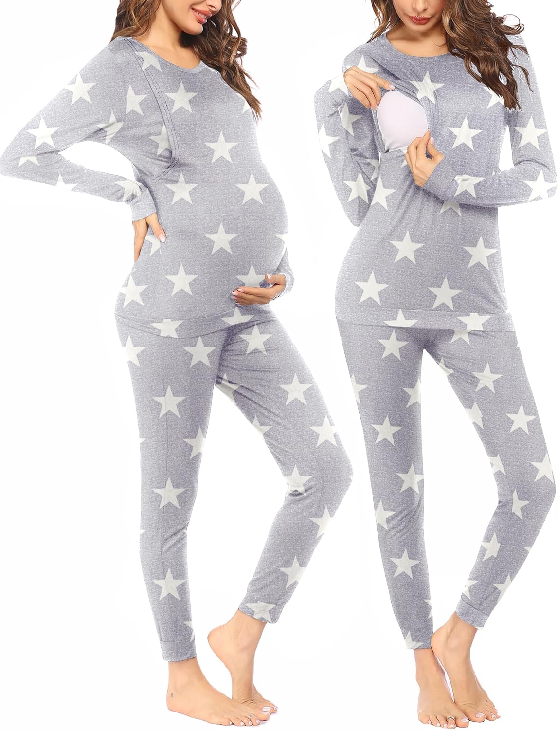 Teddy Pajama Set Long Sleeve Maternity Sleepwear