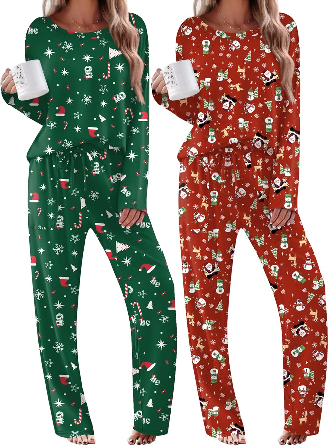 2 Pack Pajama Sets Long Sleeve Soft Pjs Set