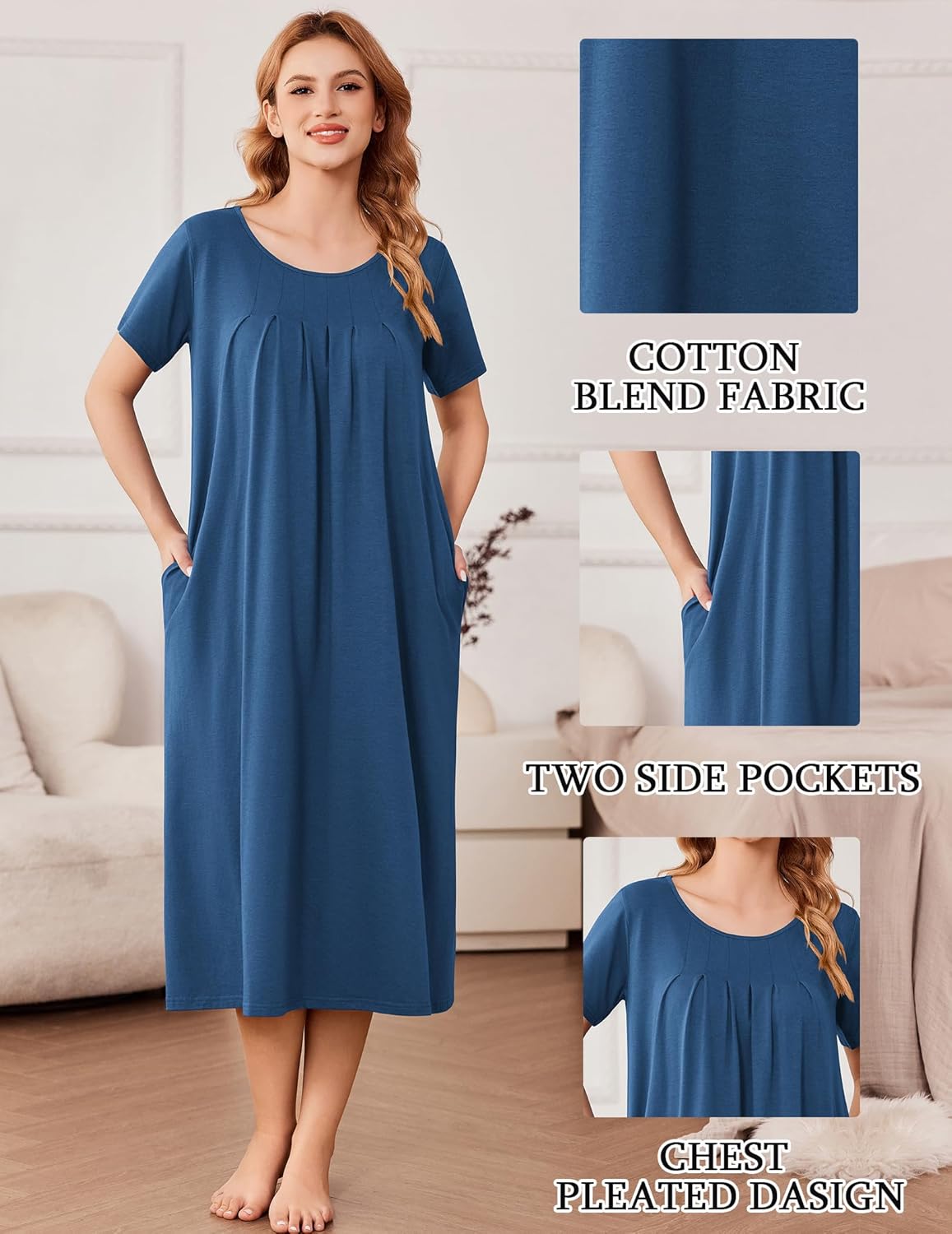 Cotton Nightgowns for Women Long House Dresses