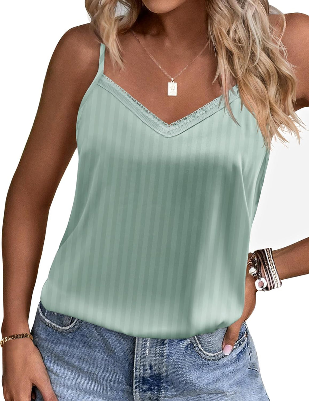 Lace Silk Satin Pajama Tank Tops