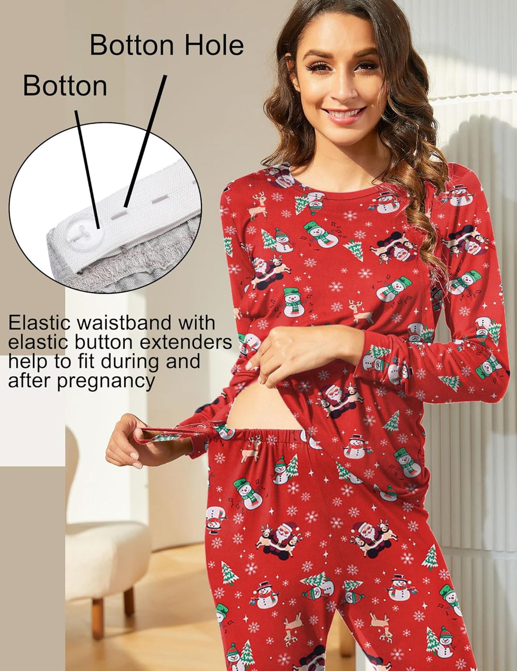 Teddy Pajama Set Long Sleeve Maternity Sleepwear