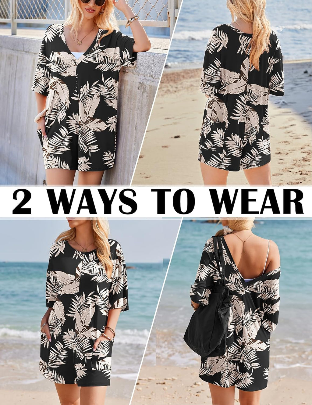 Rompers for Women Oversized Reversible Baggy T-shirt Jumpsuit