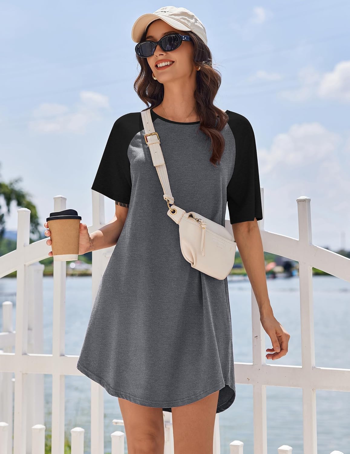 Cotton Short Sleeve Nightshirt Crew Neck Comfy Nightdress