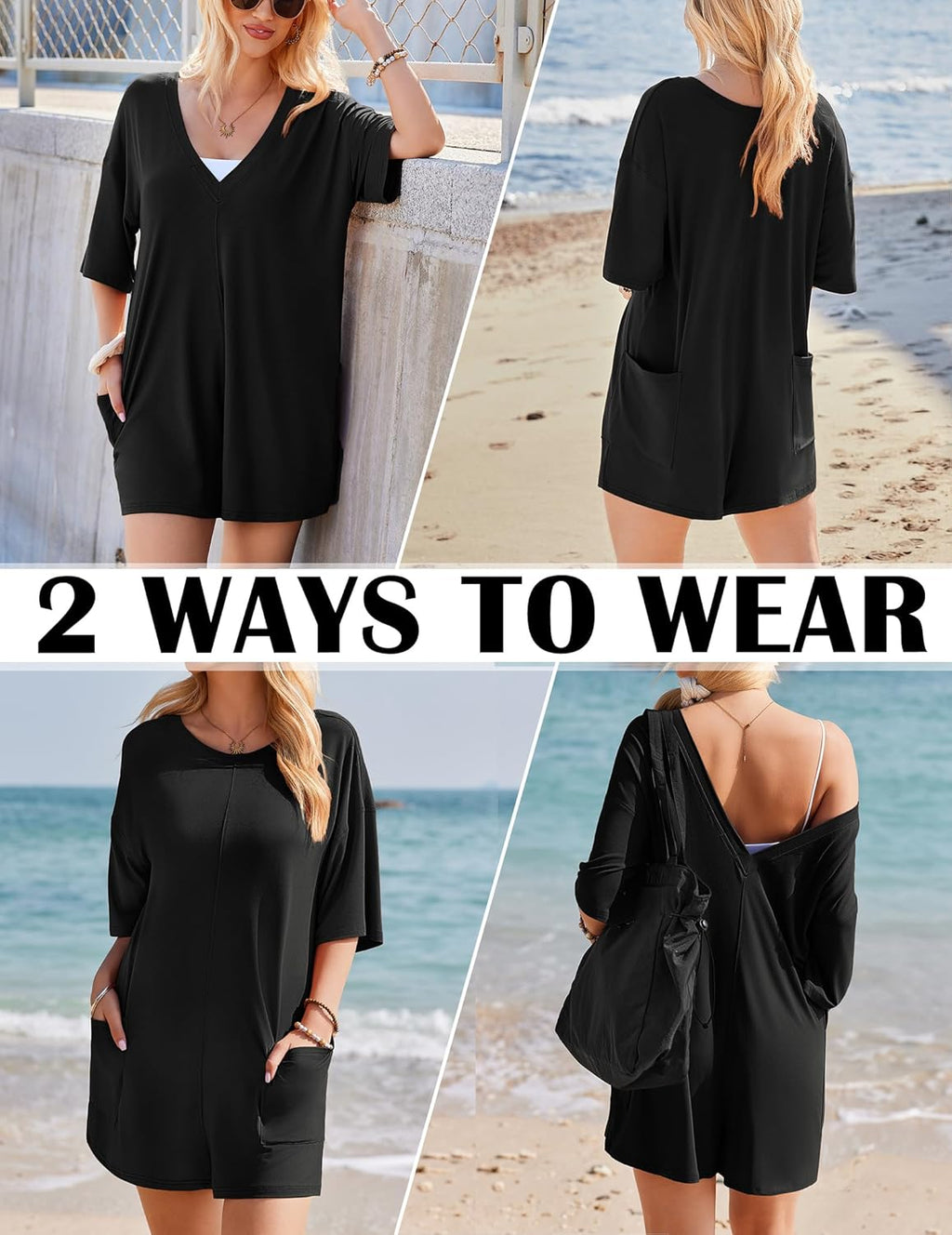 Rompers for Women Oversized Reversible Baggy T-shirt Jumpsuit