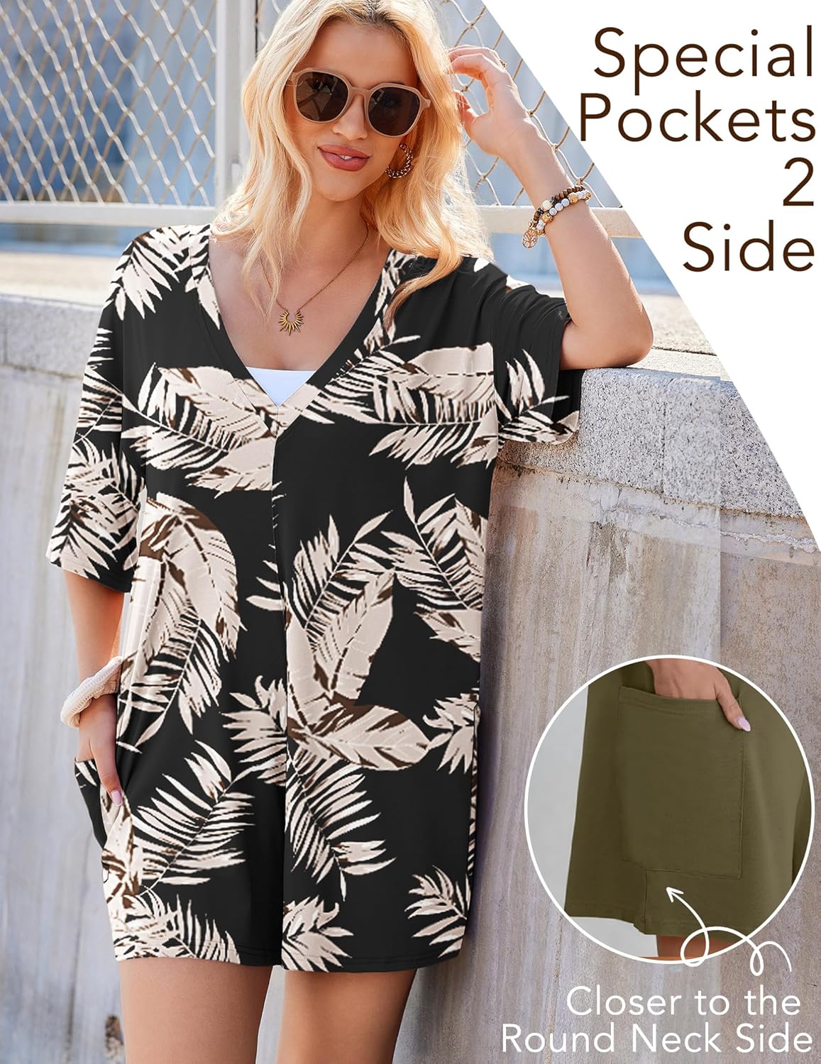 Rompers for Women Oversized Reversible Baggy T-shirt Jumpsuit
