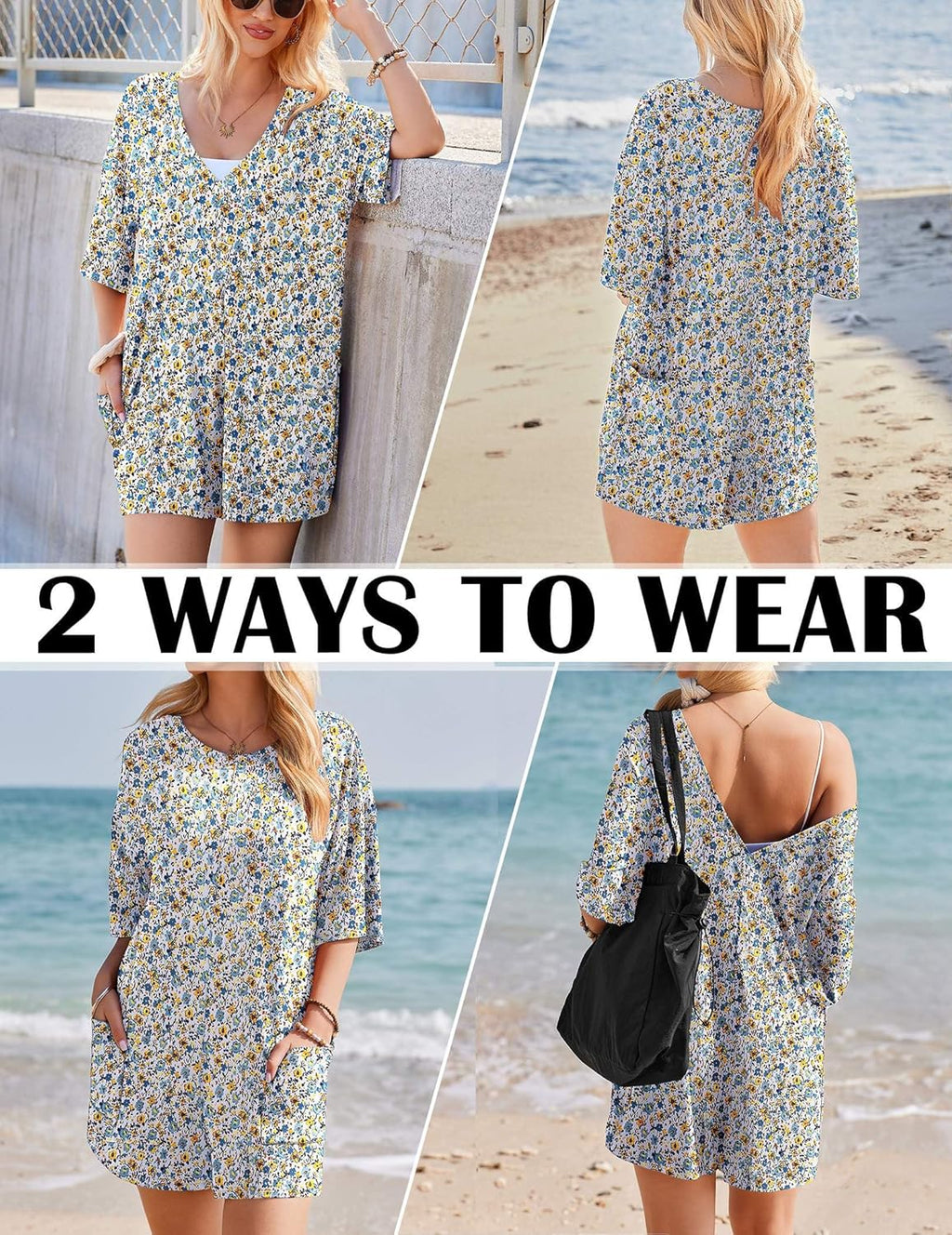 Rompers for Women Oversized Reversible Baggy T-shirt Jumpsuit