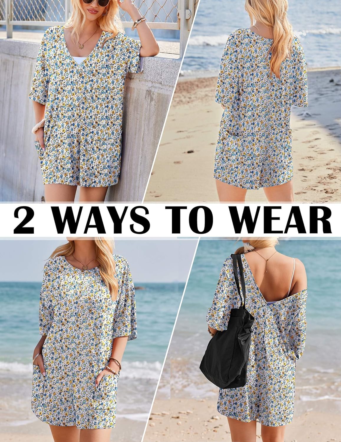 Rompers for Women Oversized Reversible Baggy T-shirt Jumpsuit